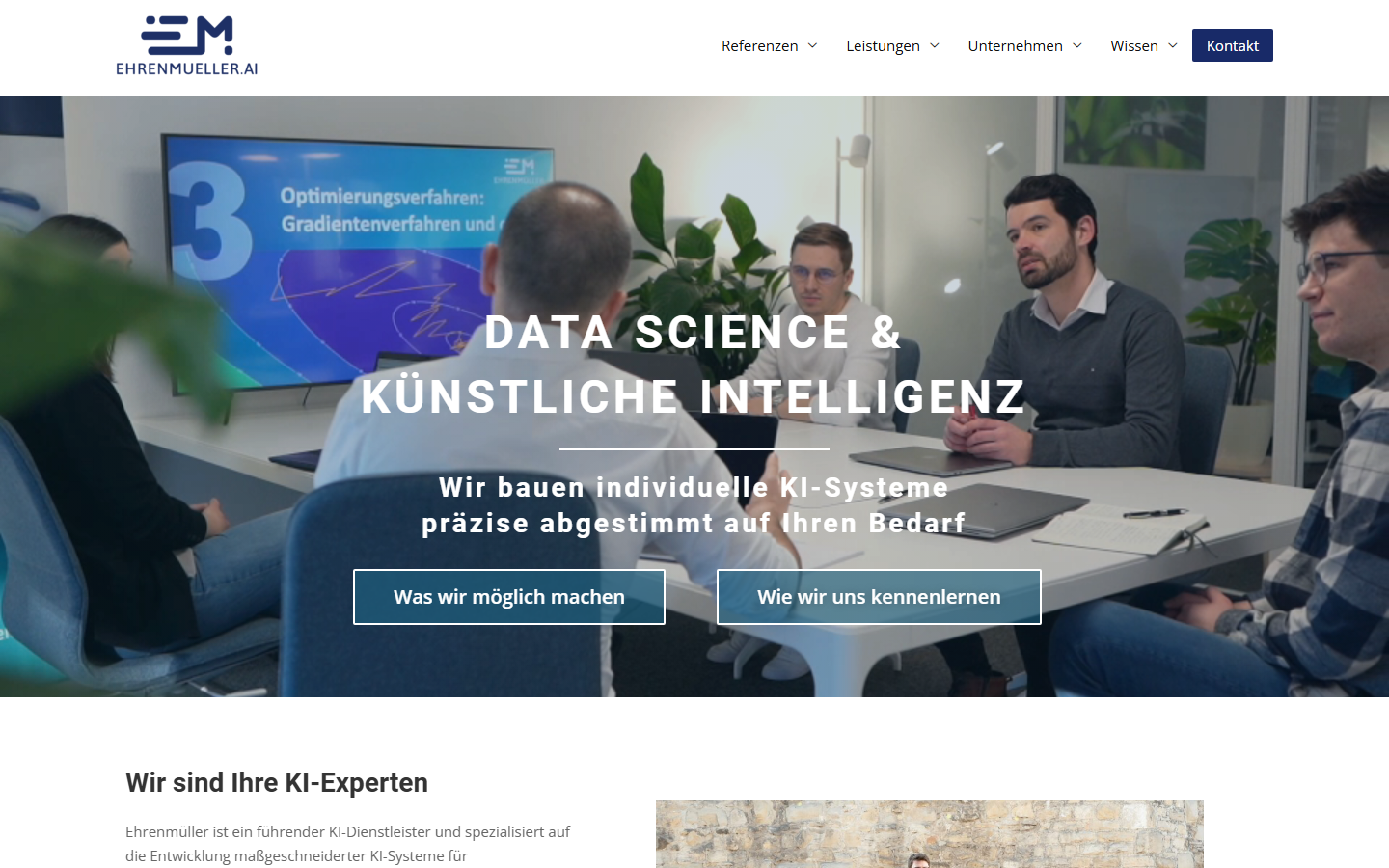 Startseite von Ehrenmüller GmbH, KI-Beratung in Deutschland