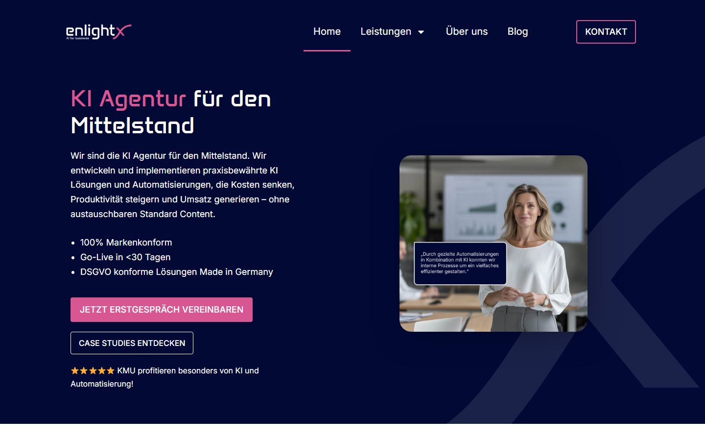 Startseite von enlightX KI Agentur, KI-Agentur in Bayern
