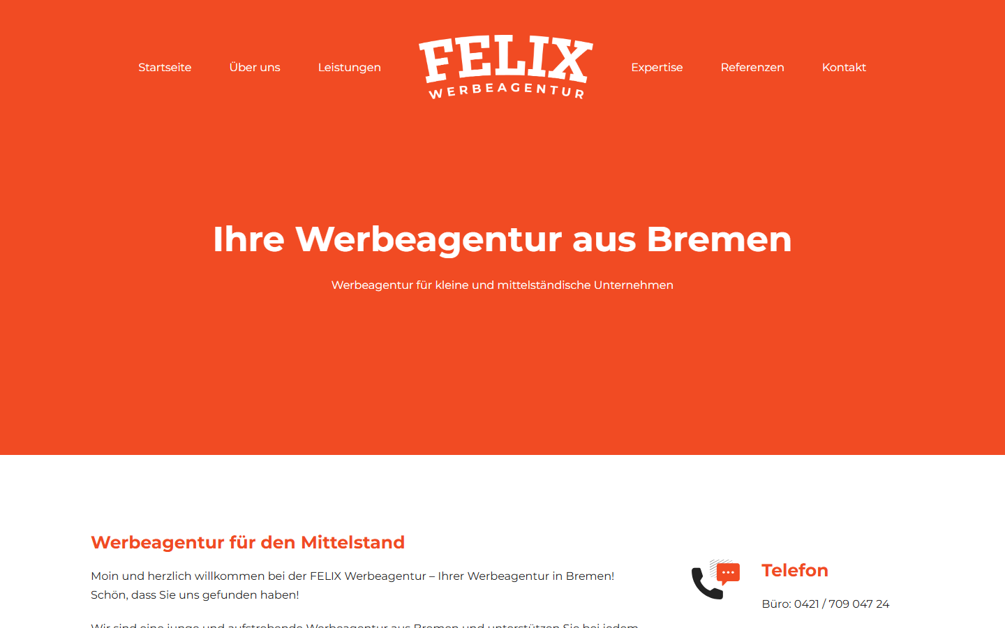 Startseite von FELIX Werbeagentur, SEO-Agentur in Bremen