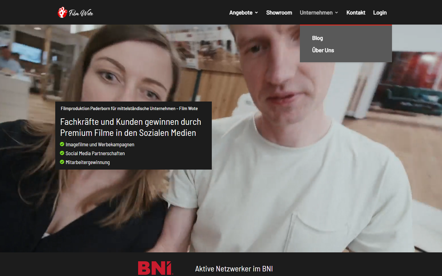 Startseite von Film Wote - Filmproduktion und Werbeagentur Paderborn, SEO-Agentur in Paderborn
