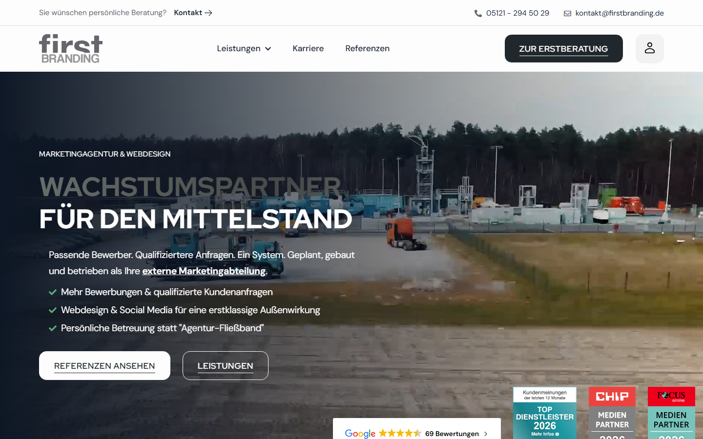 Startseite von FIRSTBRANDING, SEO-Agentur in Hildesheim