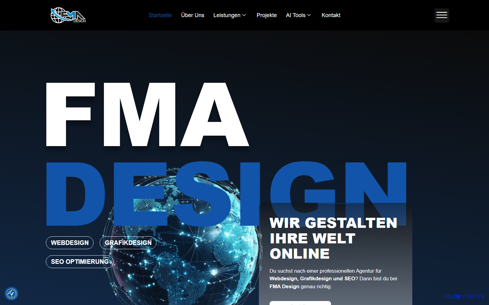 Startseite von FMA Design, SEO-Agentur in Nürnberg