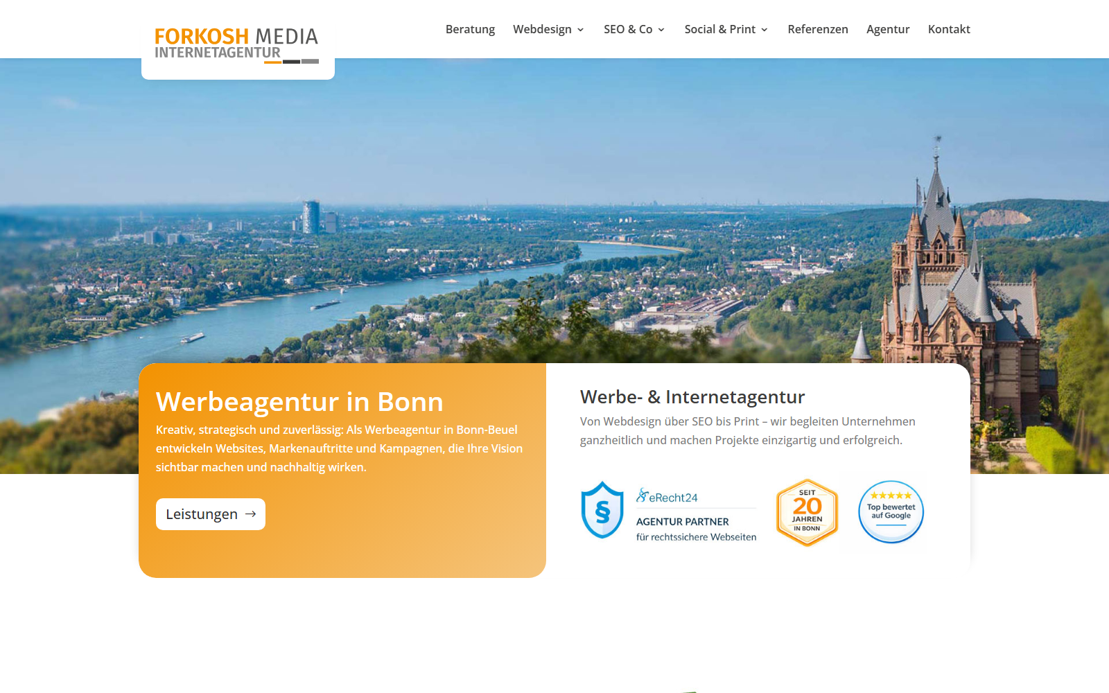 Startseite von Forkosh Media INTERNETAGENTUR, SEO-Agentur in Bonn