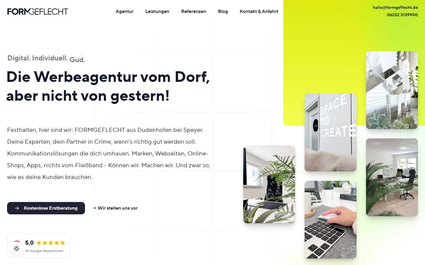 Startseite von FORMGEFLECHT, SEO-Agentur in Speyer
