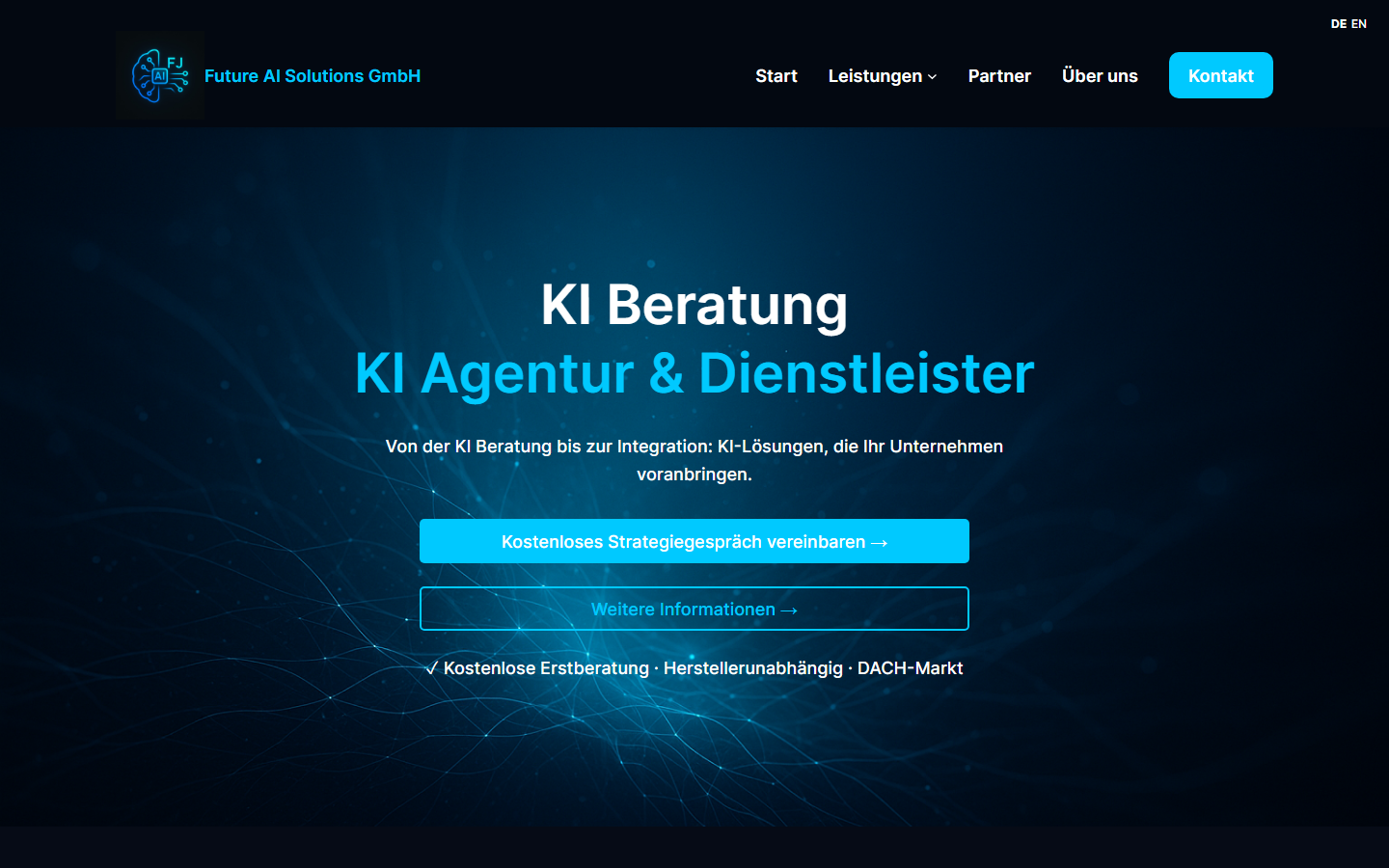 Startseite von Future AI Solutions GmbH, KI-Beratung in Düsseldorf