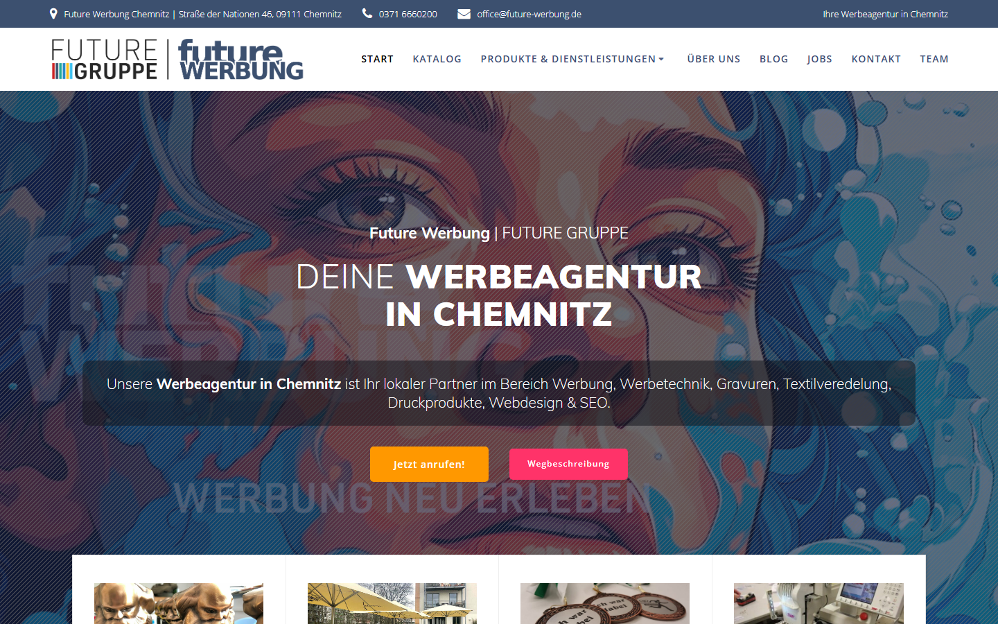 Startseite von Future Werbung Chemnitz, SEO-Agentur in Chemnitz
