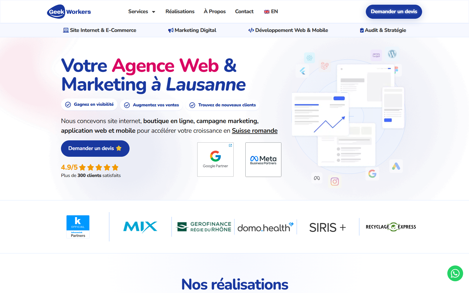 Startseite von Geekworkers Sàrl, SEO-Agentur in Lausanne