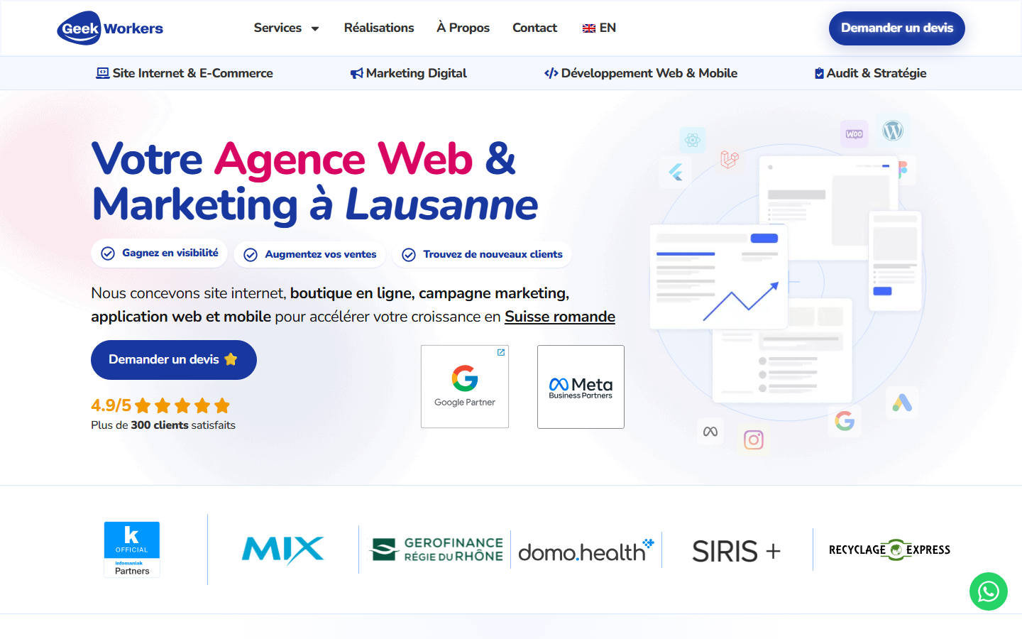Startseite von Geekworkers Sàrl, SEO-Agentur in Waadt