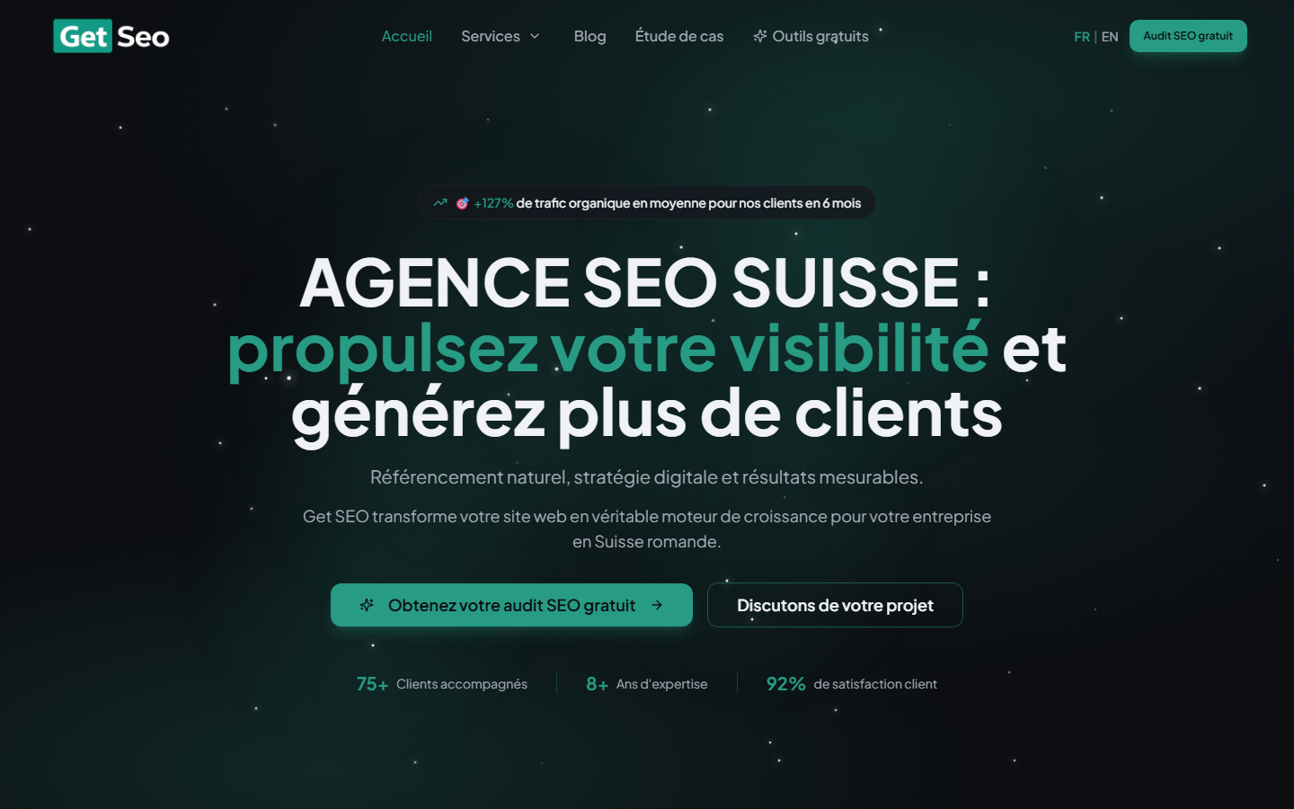 Startseite von Get SEO, SEO-Agentur in Carouge