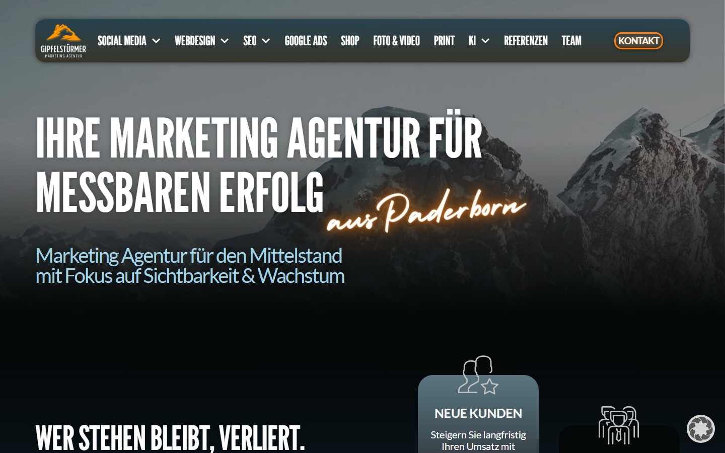 Startseite von Gipfelstürmer Marketing Agentur, SEO-Agentur in Paderborn