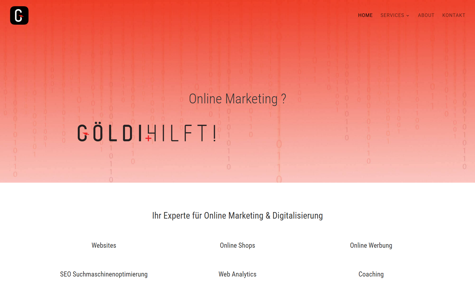 Startseite von Göldi hilft!, SEO-Agentur in St. Gallen