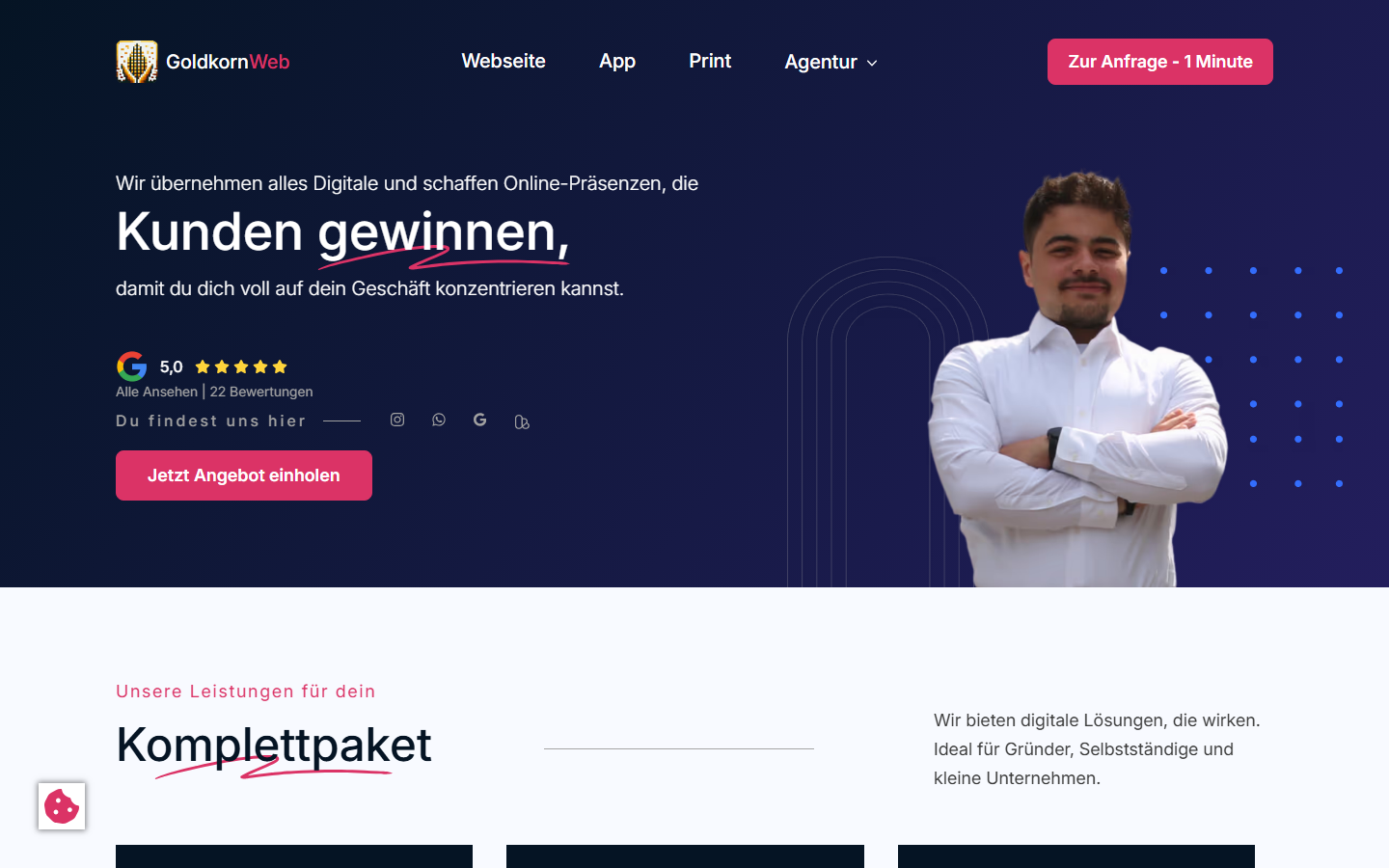 Startseite von GoldkornWeb, SEO-Agentur in Heidelberg