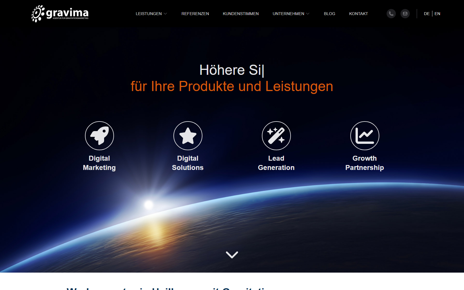 Startseite von gravima GmbH, SEO-Agentur in Heilbronn
