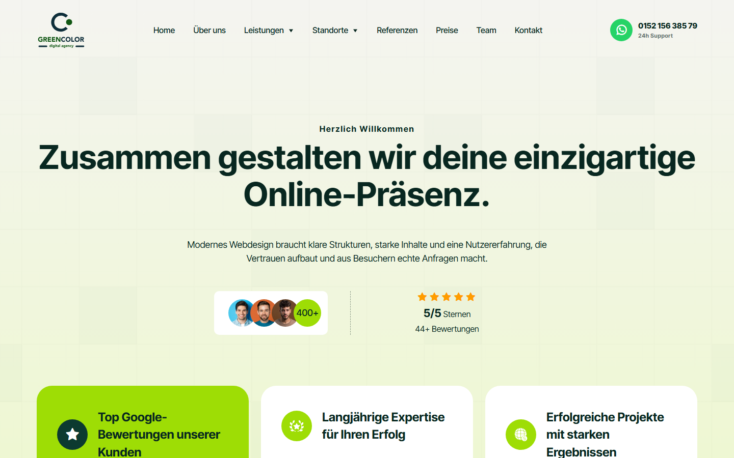 Startseite von Green Color, SEO-Agentur in Hessen