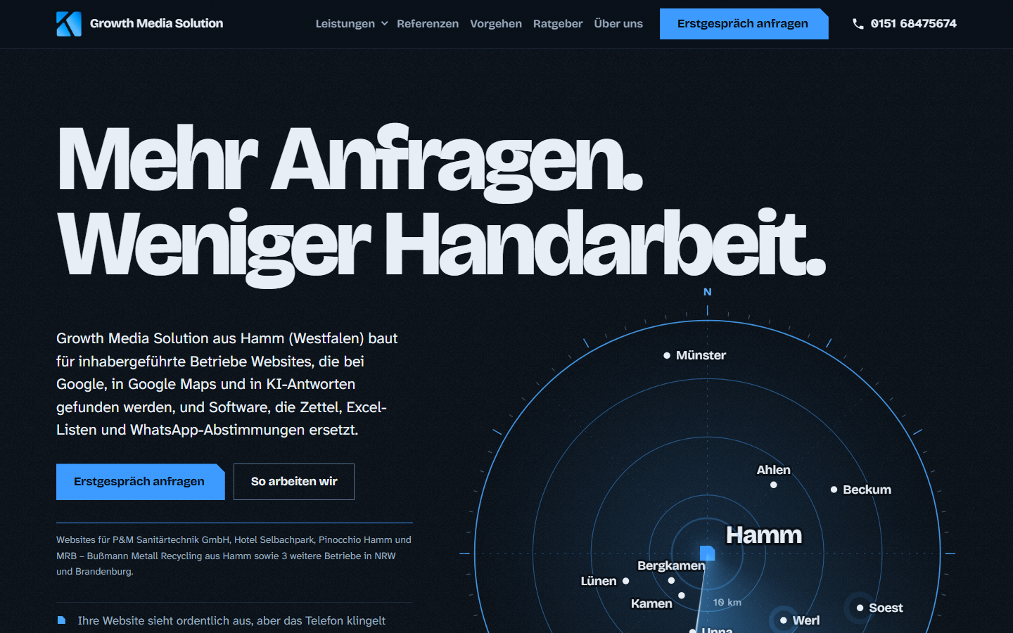 Startseite von Growth Media Solution, SEO-Agentur in Hamm