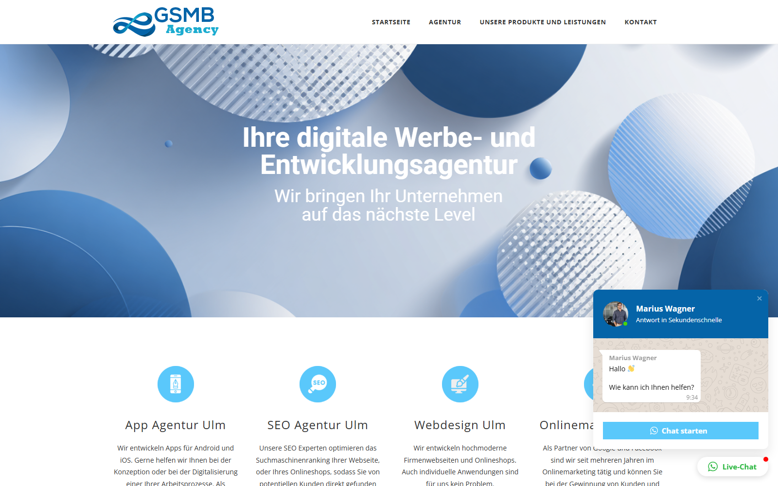 Startseite von GSMB Agency, SEO-Agentur in Ulm