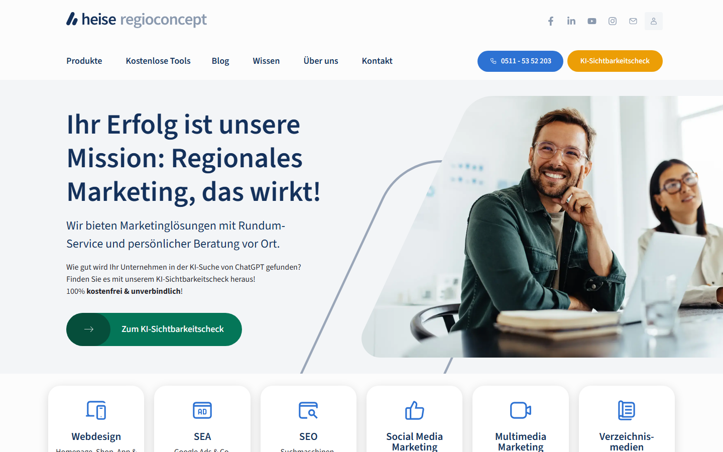 Startseite von heise regioconcept, SEO-Agentur in Hannover