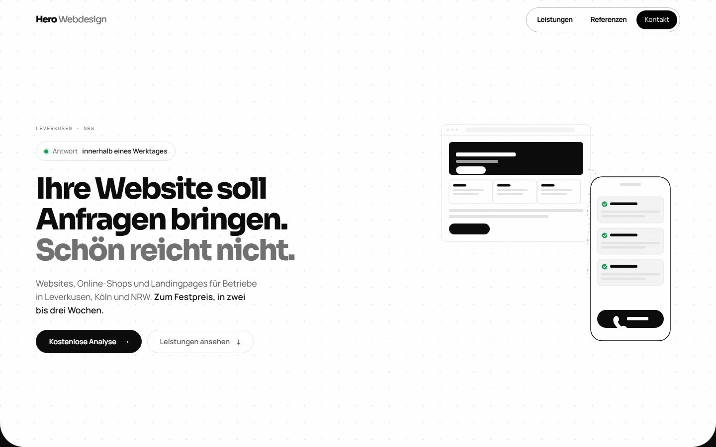 Startseite von Hero Webdesign, SEO-Agentur in Leverkusen