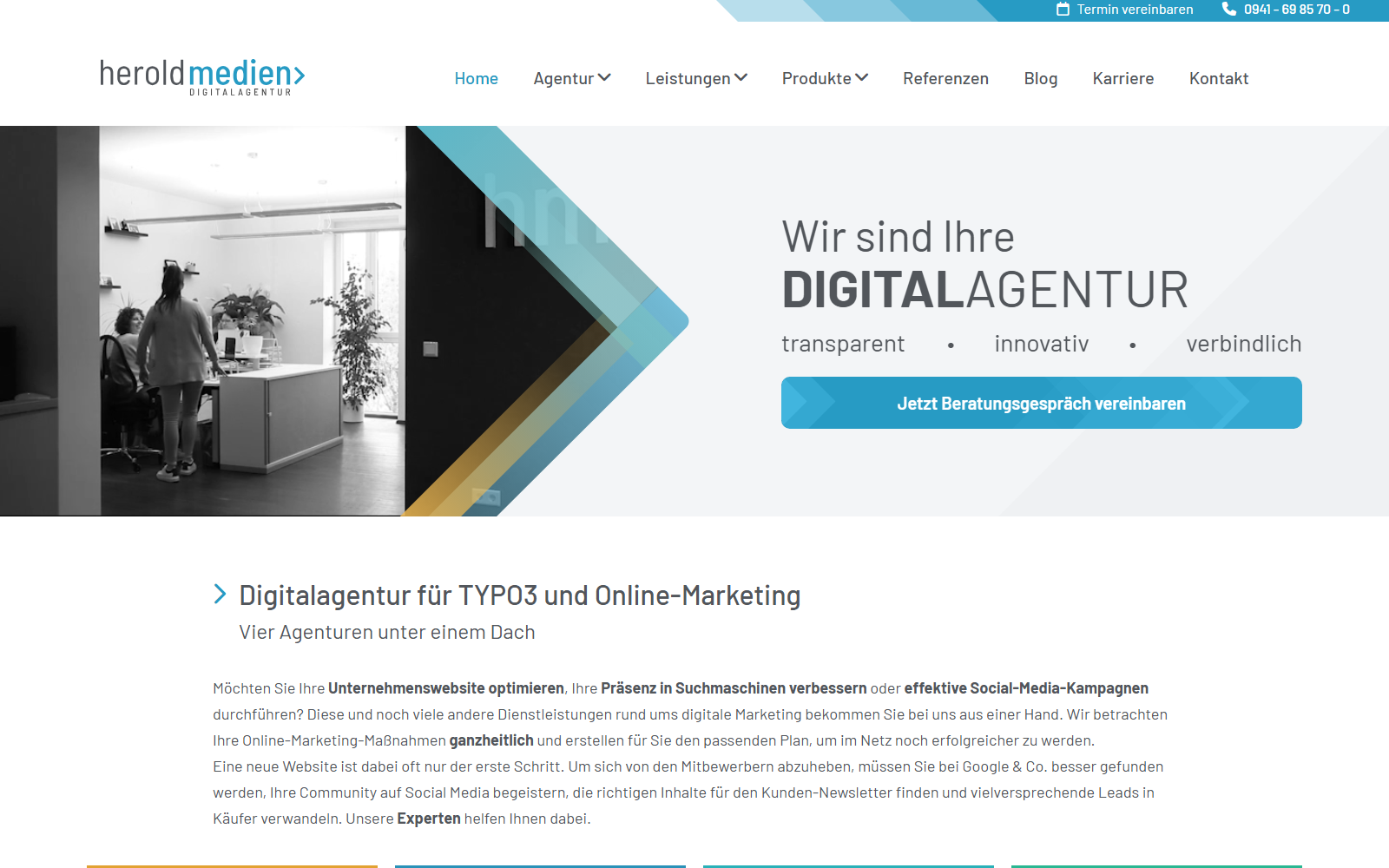Startseite von herold medien, SEO-Agentur in Regensburg