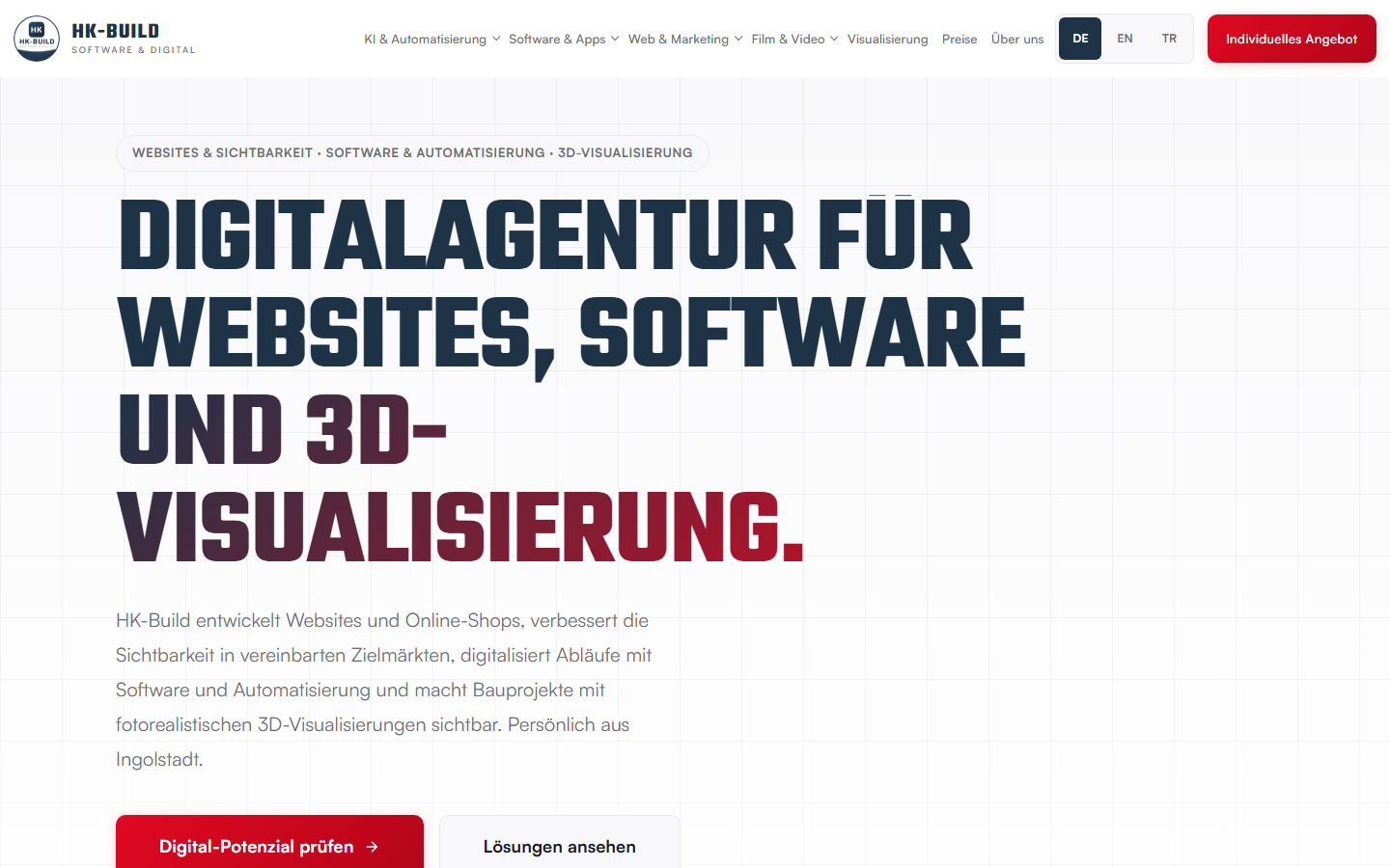Startseite von HK-Build, SEO-Agentur in Ingolstadt