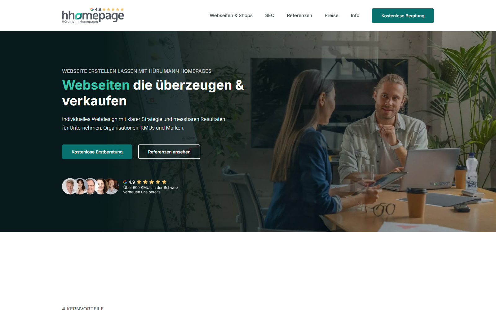 Startseite von Hürlimann Homepages GmbH, SEO-Agentur in Zürich
