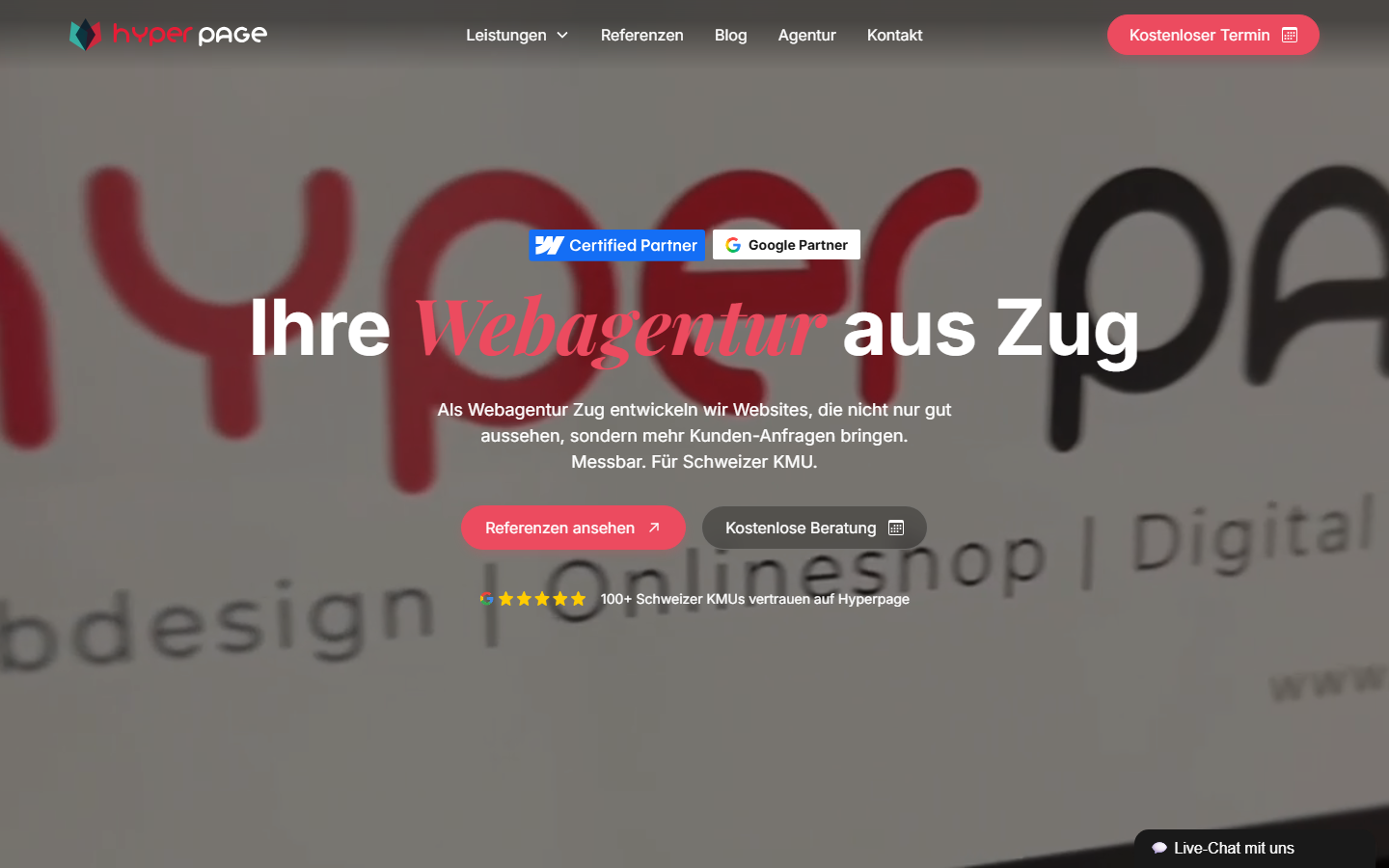 Startseite von Hyperpage Webagentur - Webdesign, SEO, Digital Marketing, SEO-Agentur in Cham