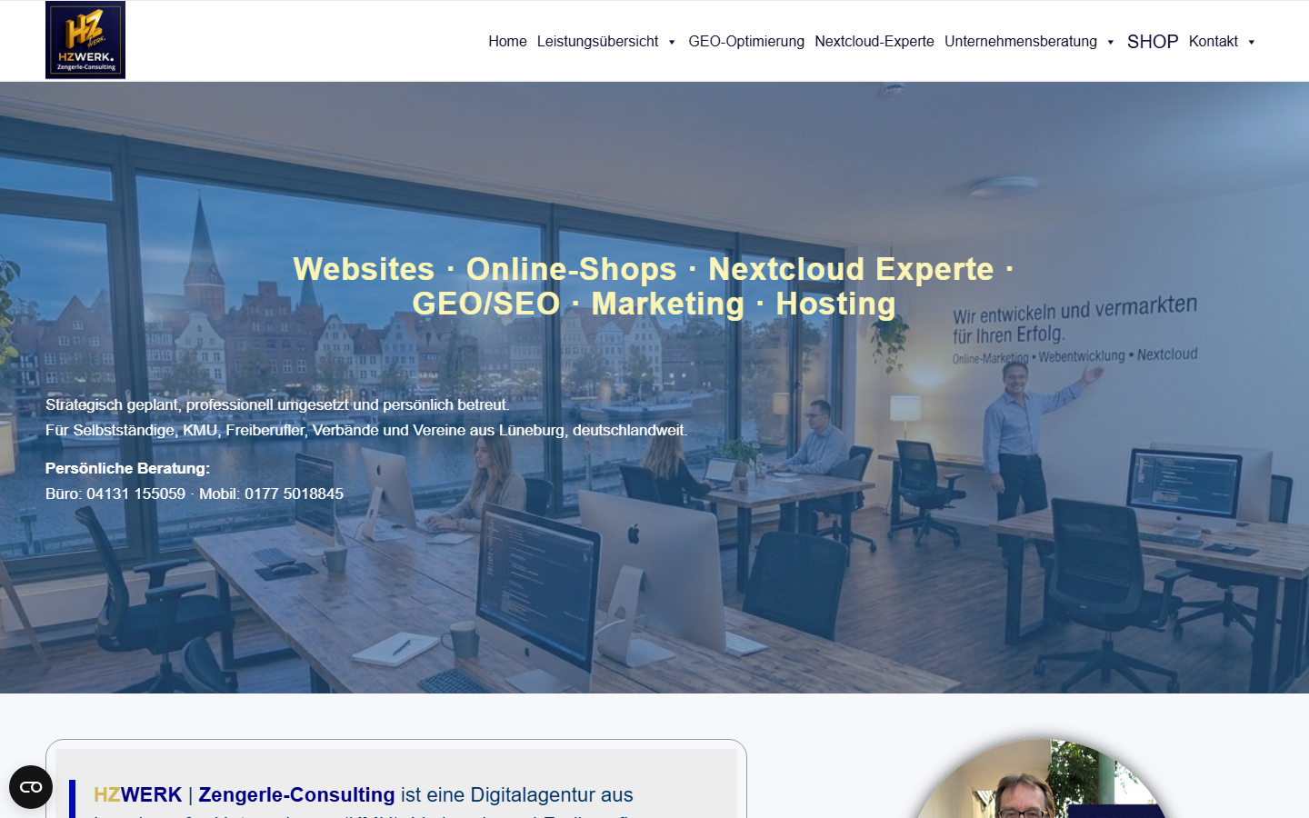 Startseite von HZWERK, SEO-Agentur in Lüneburg