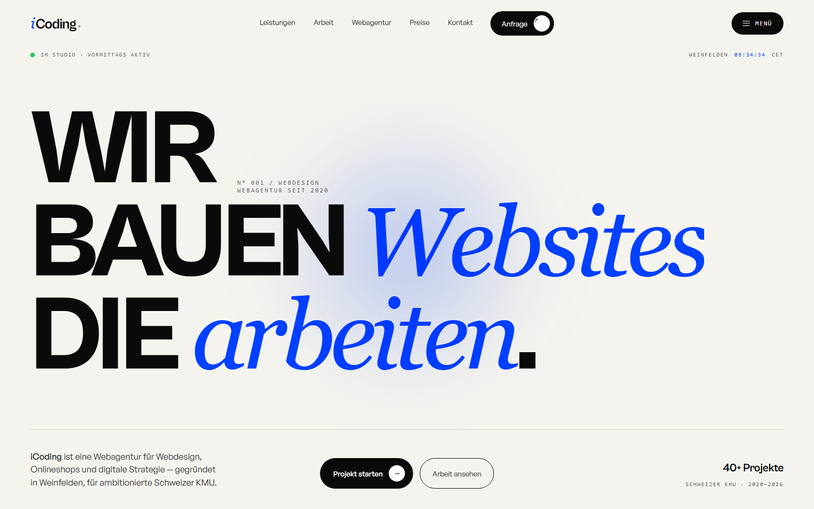 Startseite von iCoding | Webdesign Thurgau, Onlineshops & digitales Marketing, SEO-Agentur in Winterthur