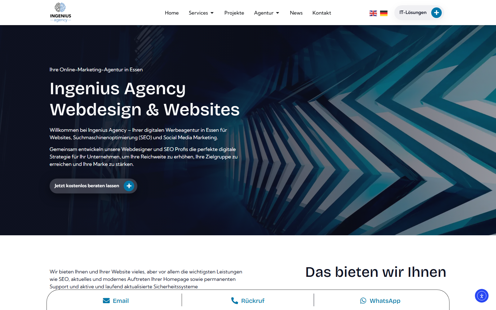 Startseite von Ingenius Agency UG (haftungsbeschränkt), SEO-Agentur in Essen