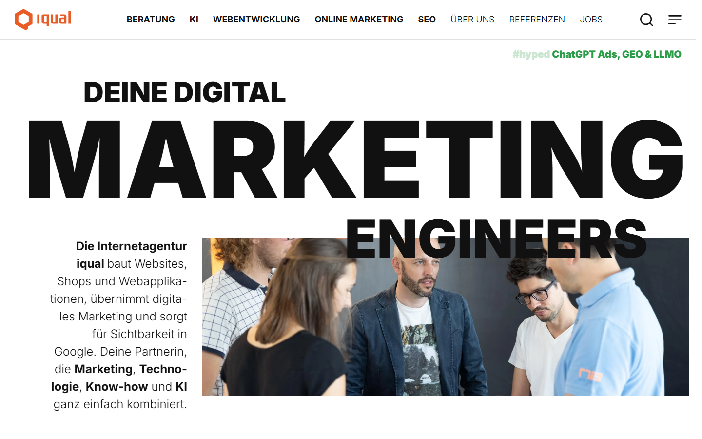 Startseite von Internetagentur iqual AG, SEO-Agentur in Bern