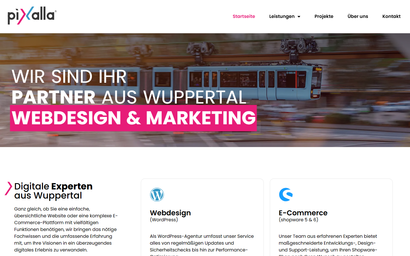 Startseite von Internetagentur pixalla, SEO-Agentur in Wuppertal
