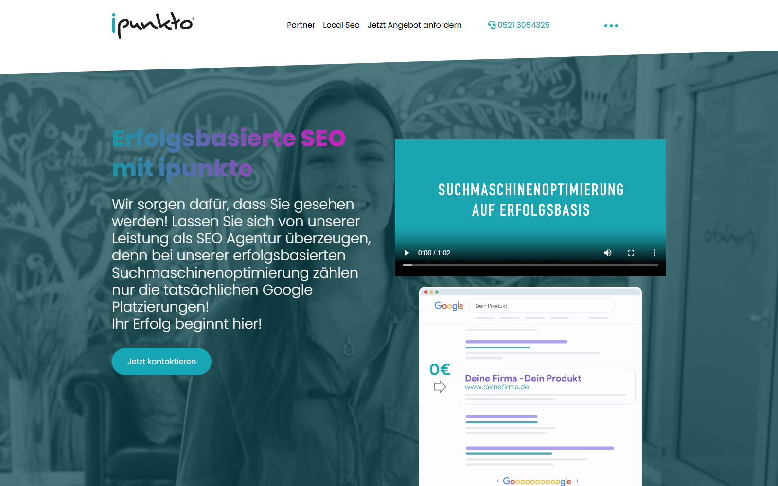 Startseite von ipunkto GmbH, SEO-Agentur in Bielefeld