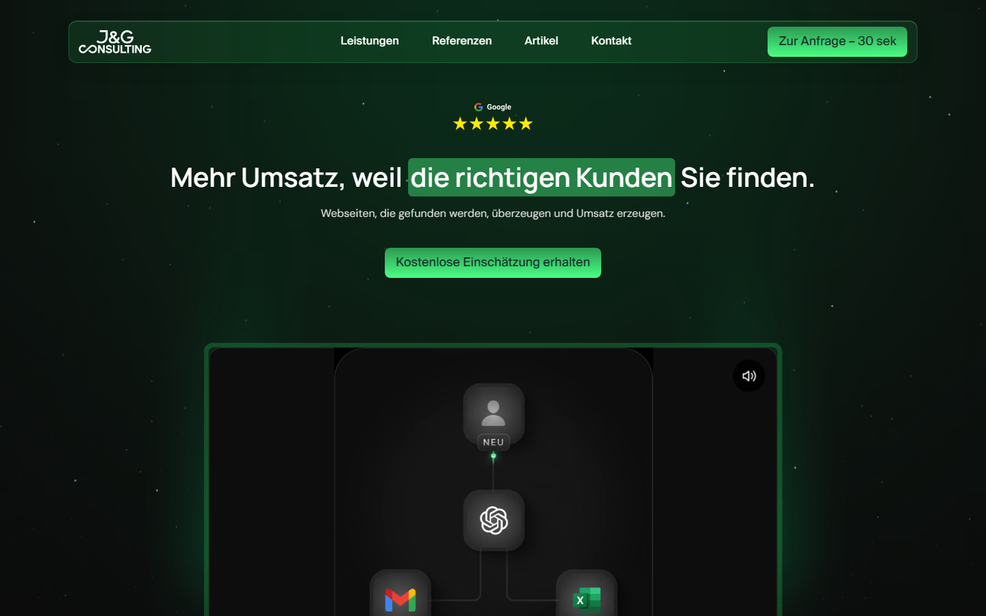 Startseite von J&G Consulting, SEO-Agentur in Bonn