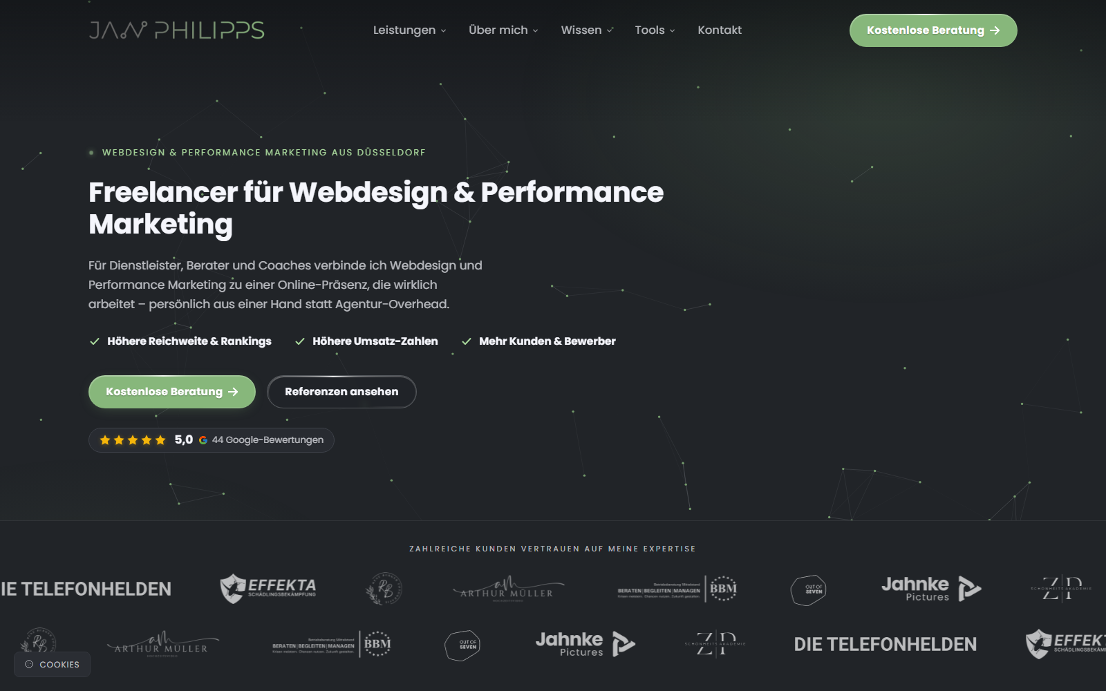Startseite von Jan Philipps - Webdesign Düsseldorf, SEO-Agentur in Düsseldorf