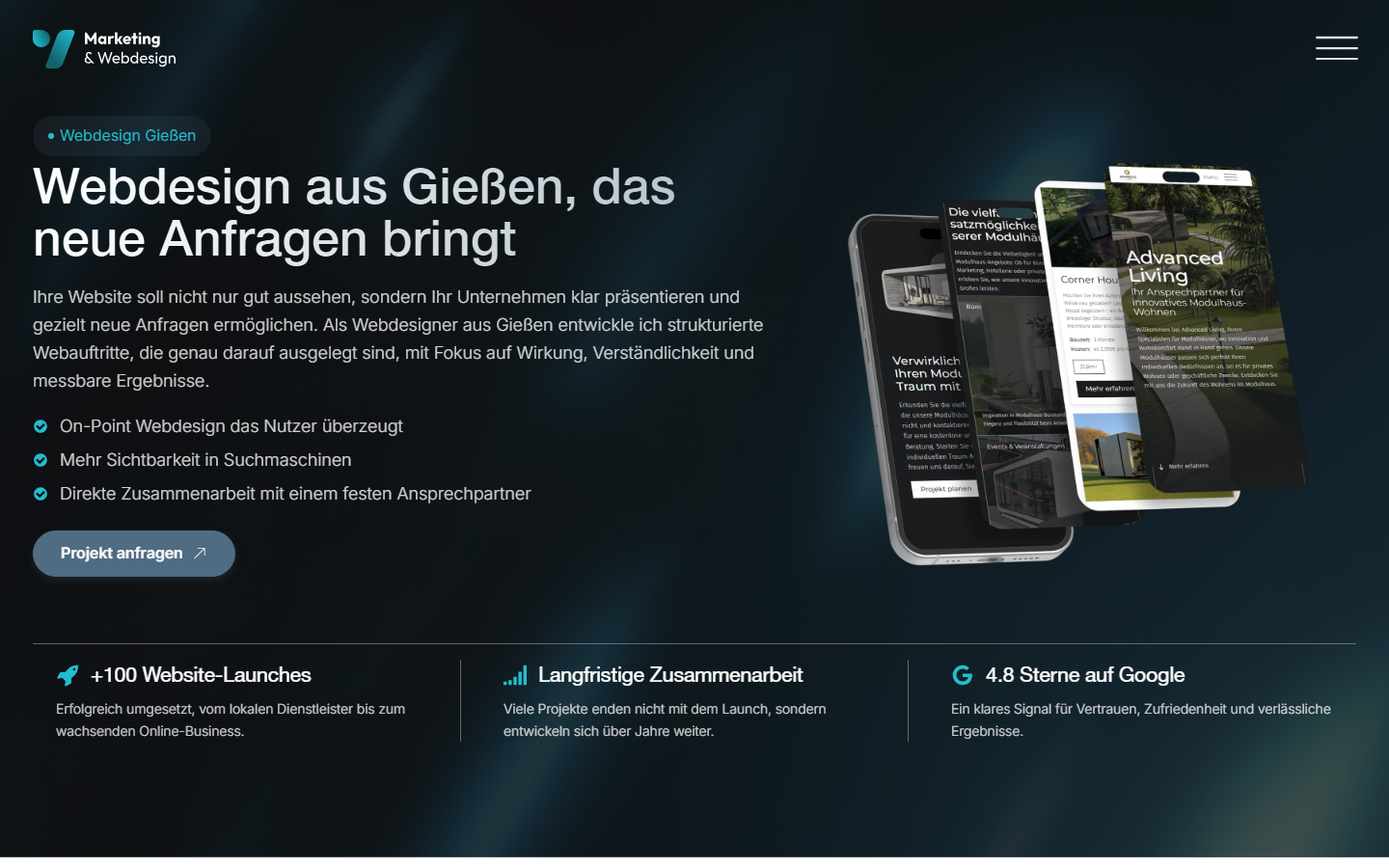 Startseite von JHA Marketing & Webdesign (Jan Andrecht), SEO-Agentur in Gießen