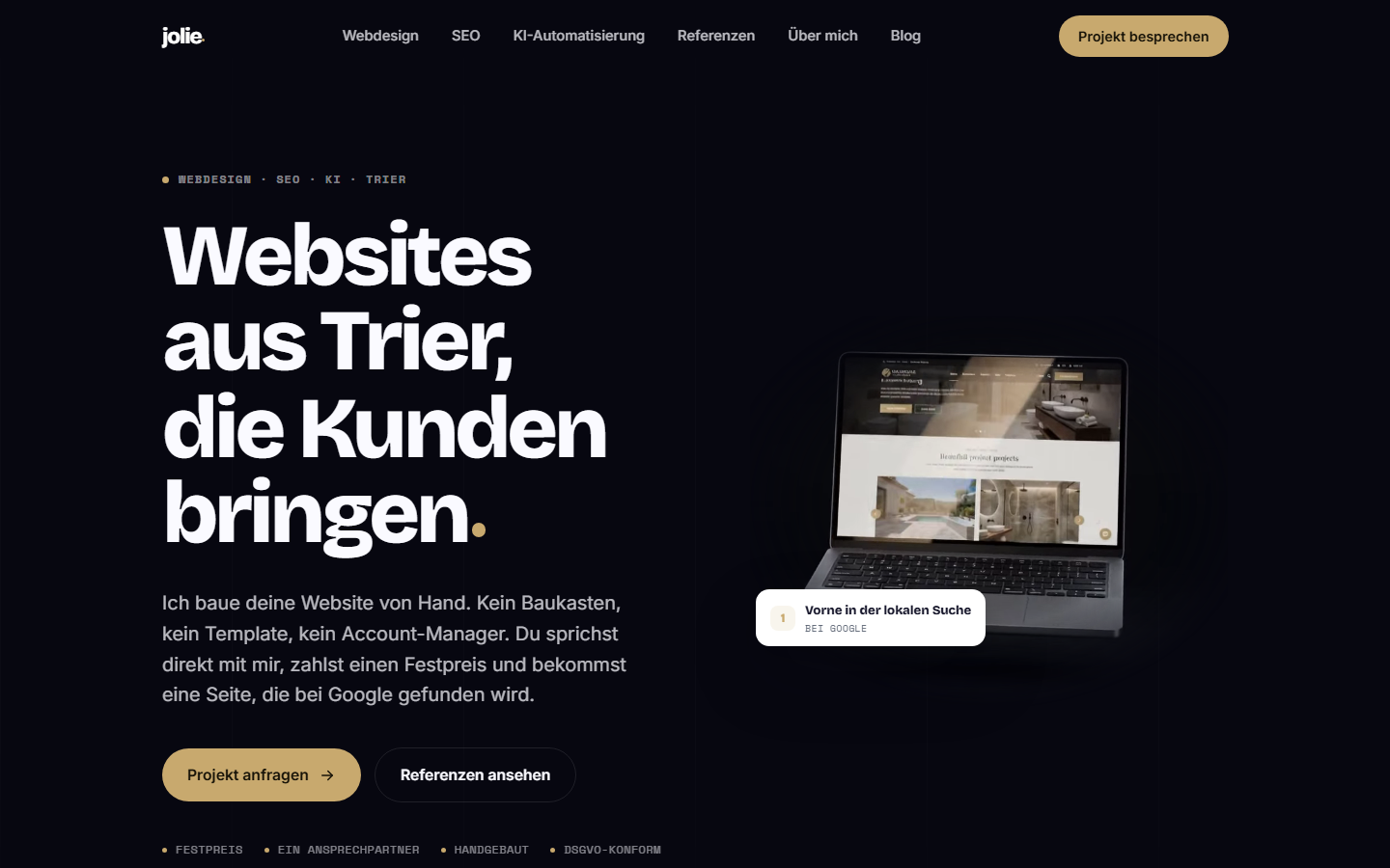 Startseite von Jolie Webdesign, SEO-Agentur in Trier