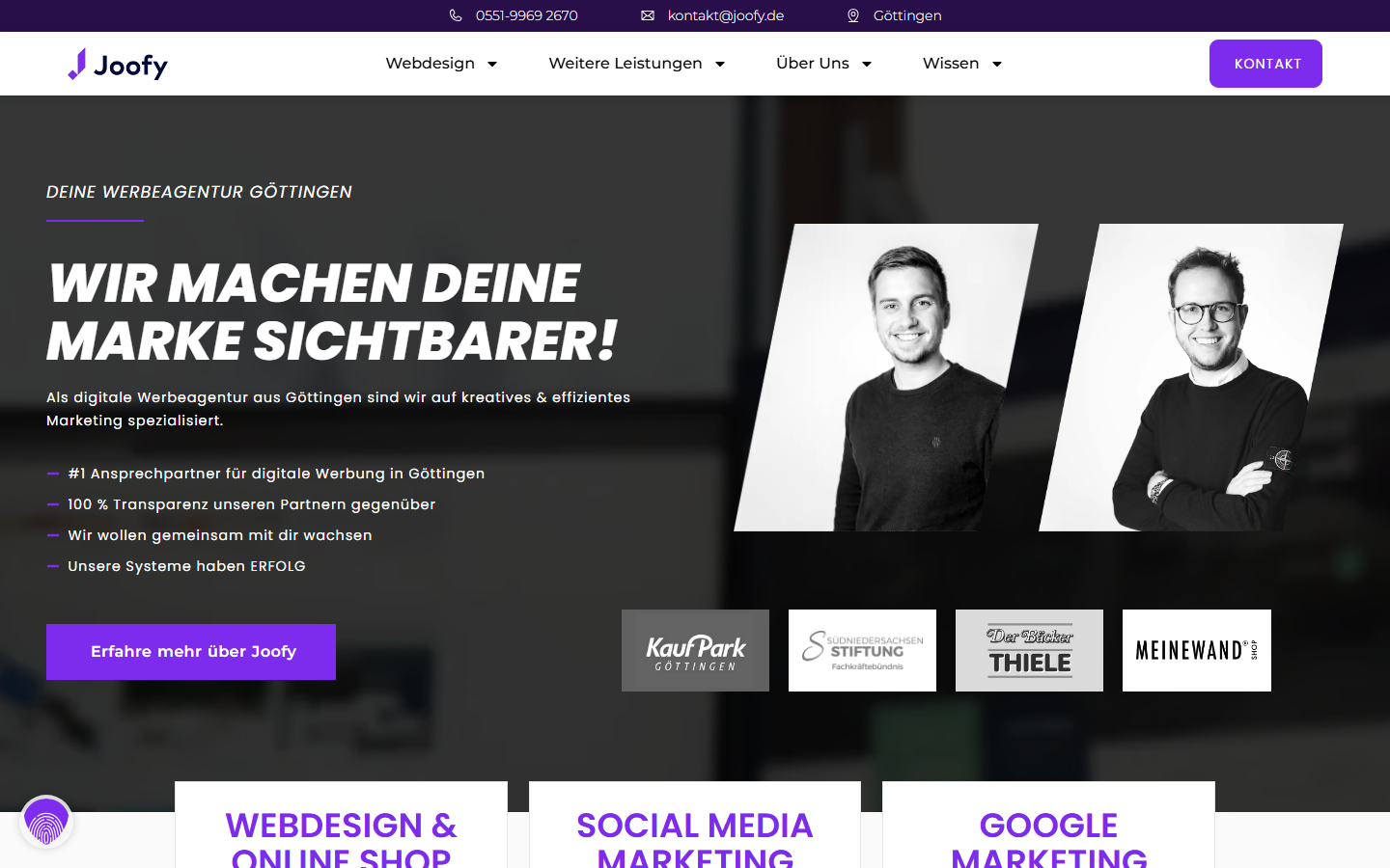 Startseite von Joofy GmbH, SEO-Agentur in Göttingen