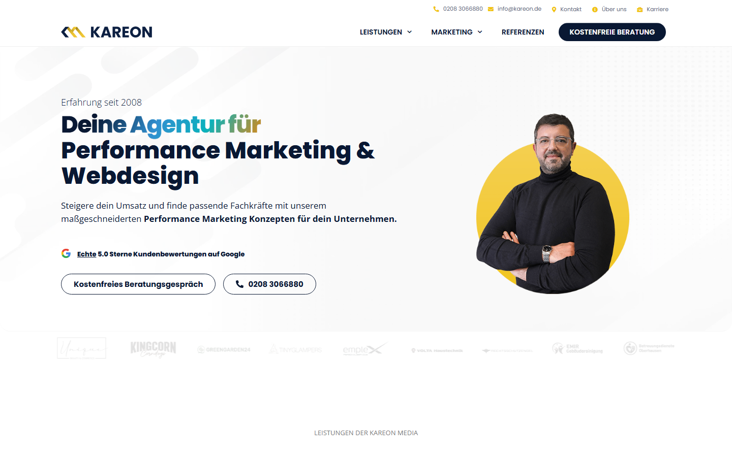 Startseite von KAREON Media GmbH, SEO-Agentur in Oberhausen