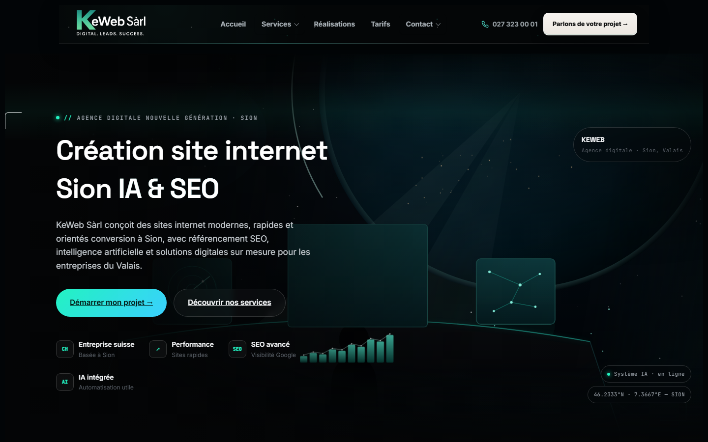 Startseite von KeWeb Sàrl, SEO-Agentur im Wallis