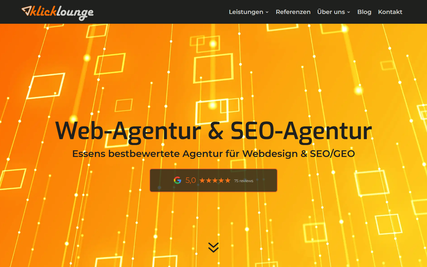 Startseite von Klicklounge Webdesign, SEO-Agentur in Essen