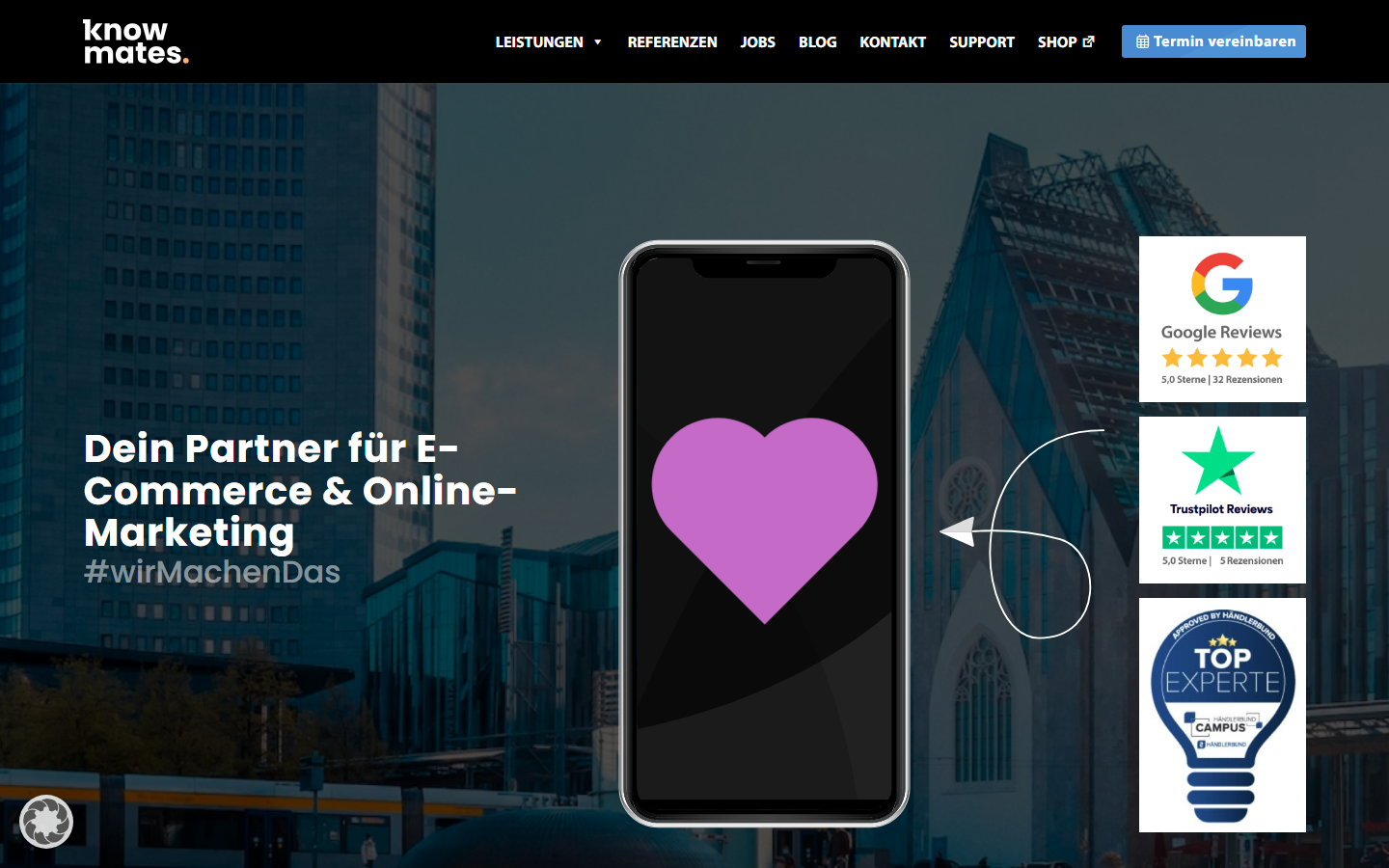 Startseite von knowmates GmbH, SEO-Agentur in Leipzig
