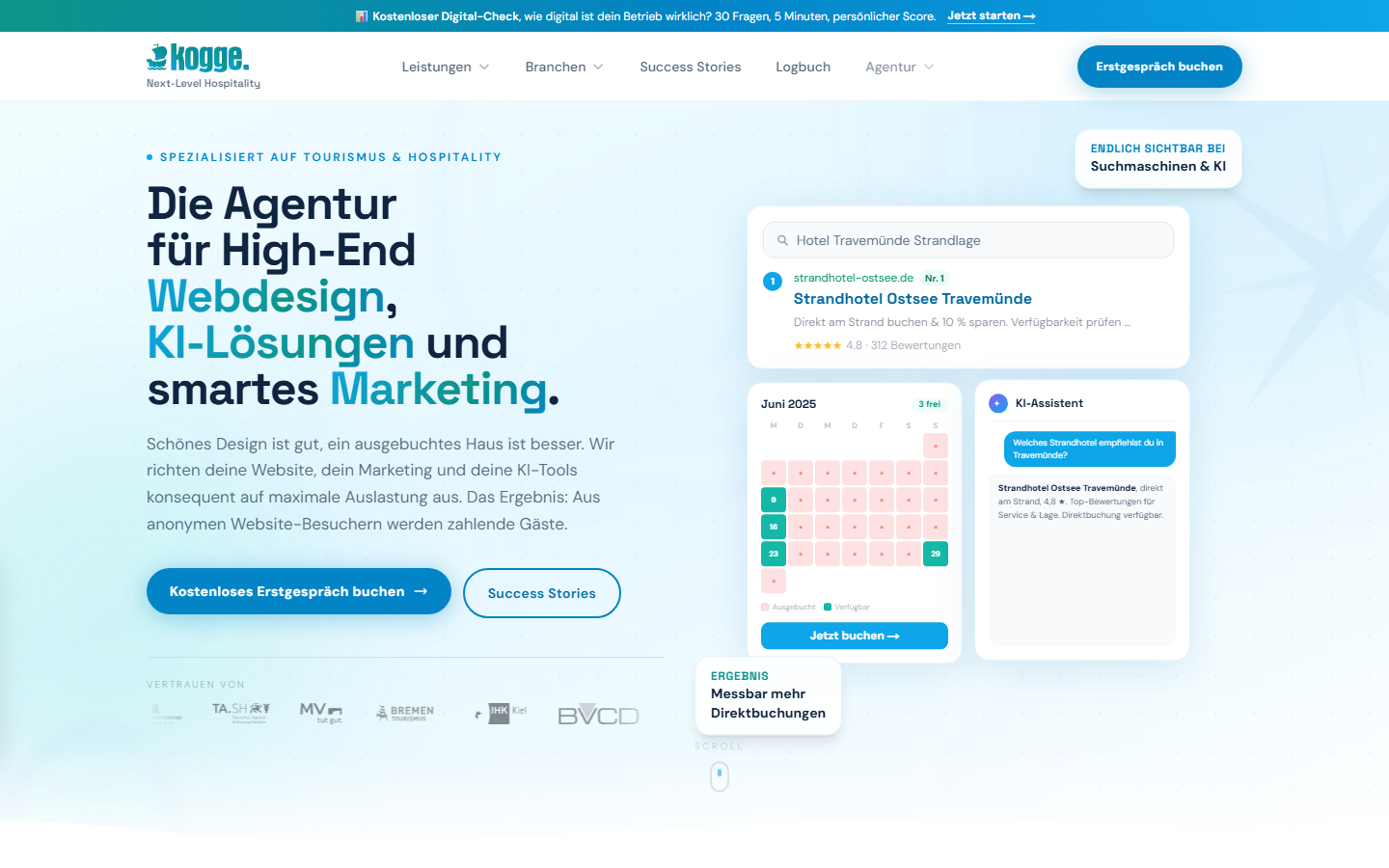 Startseite von Kogge, SEO-Agentur in Neumünster