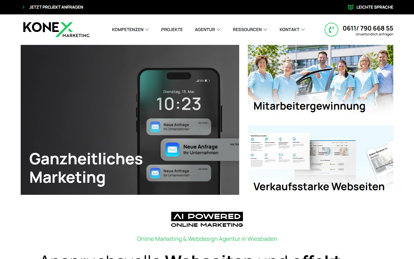 Startseite von KONEX Marketing, SEO-Agentur in Wiesbaden