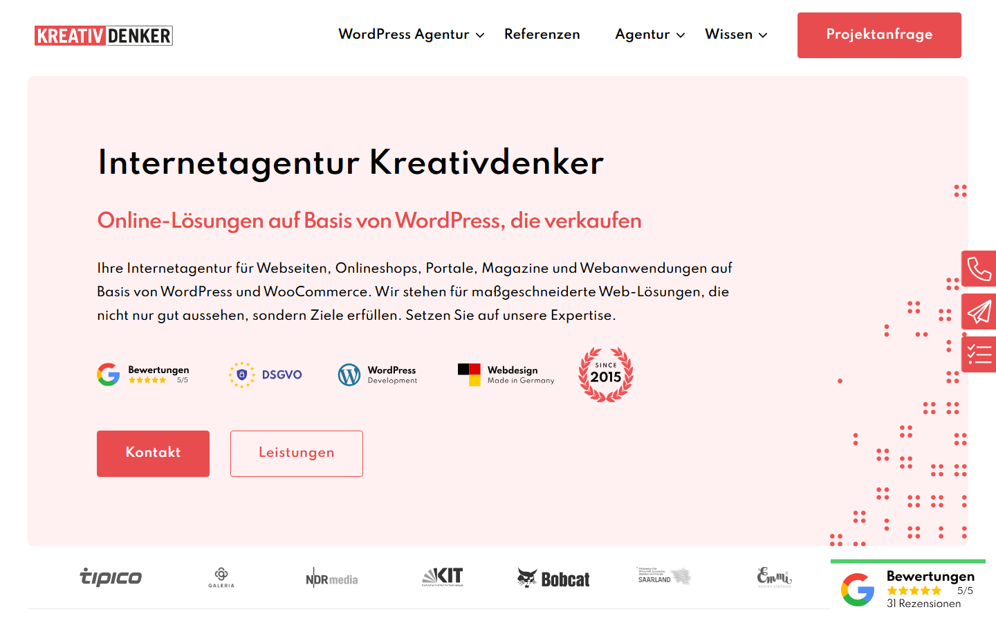 Startseite von Kreativdenker GmbH, SEO-Agentur in Speyer