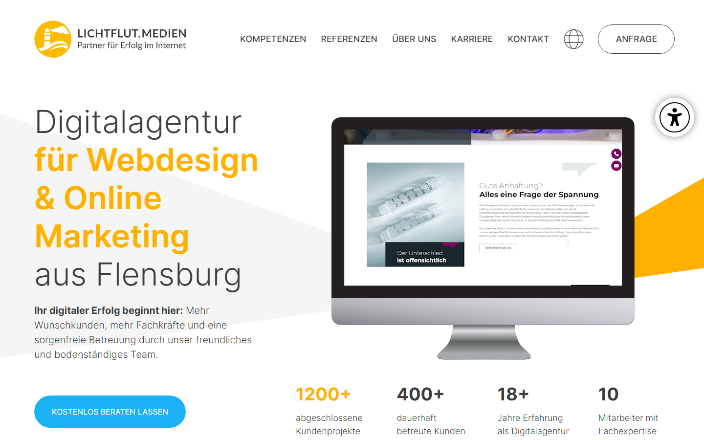 Startseite von Lichtflut.Medien, SEO-Agentur in Flensburg