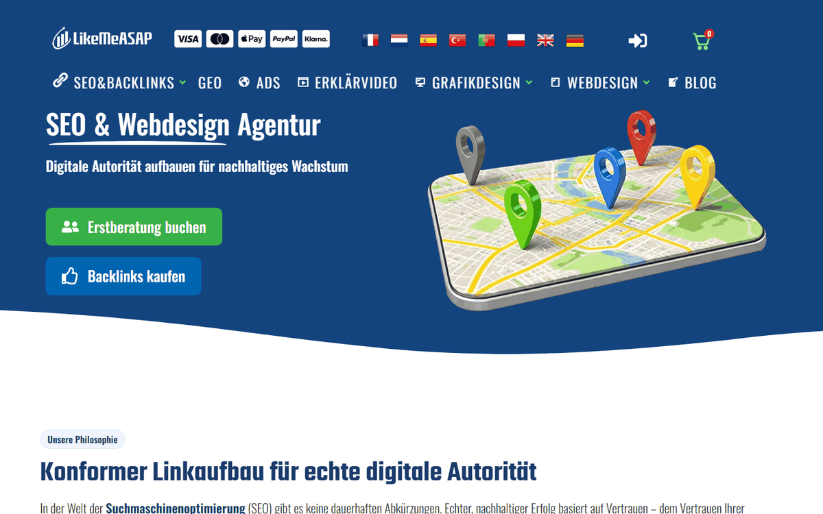 Startseite von LikeMeASAP, SEO-Agentur in Deutschland