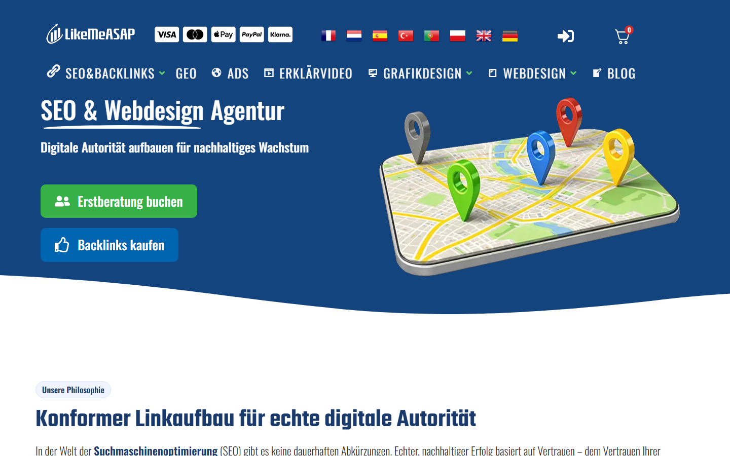 Startseite von LikeMeASAP, SEO-Agentur in Krefeld