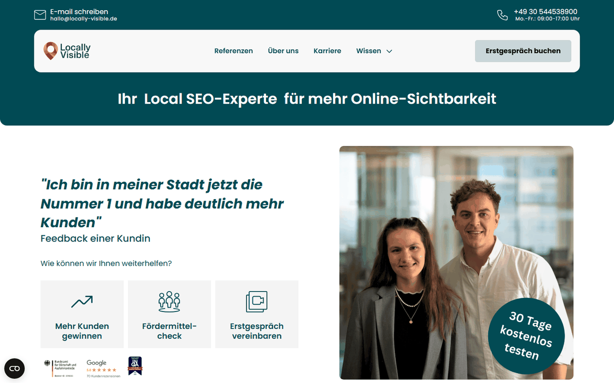 Startseite von Locally Visible (Atlas Marketing GmbH), SEO-Agentur in Berlin