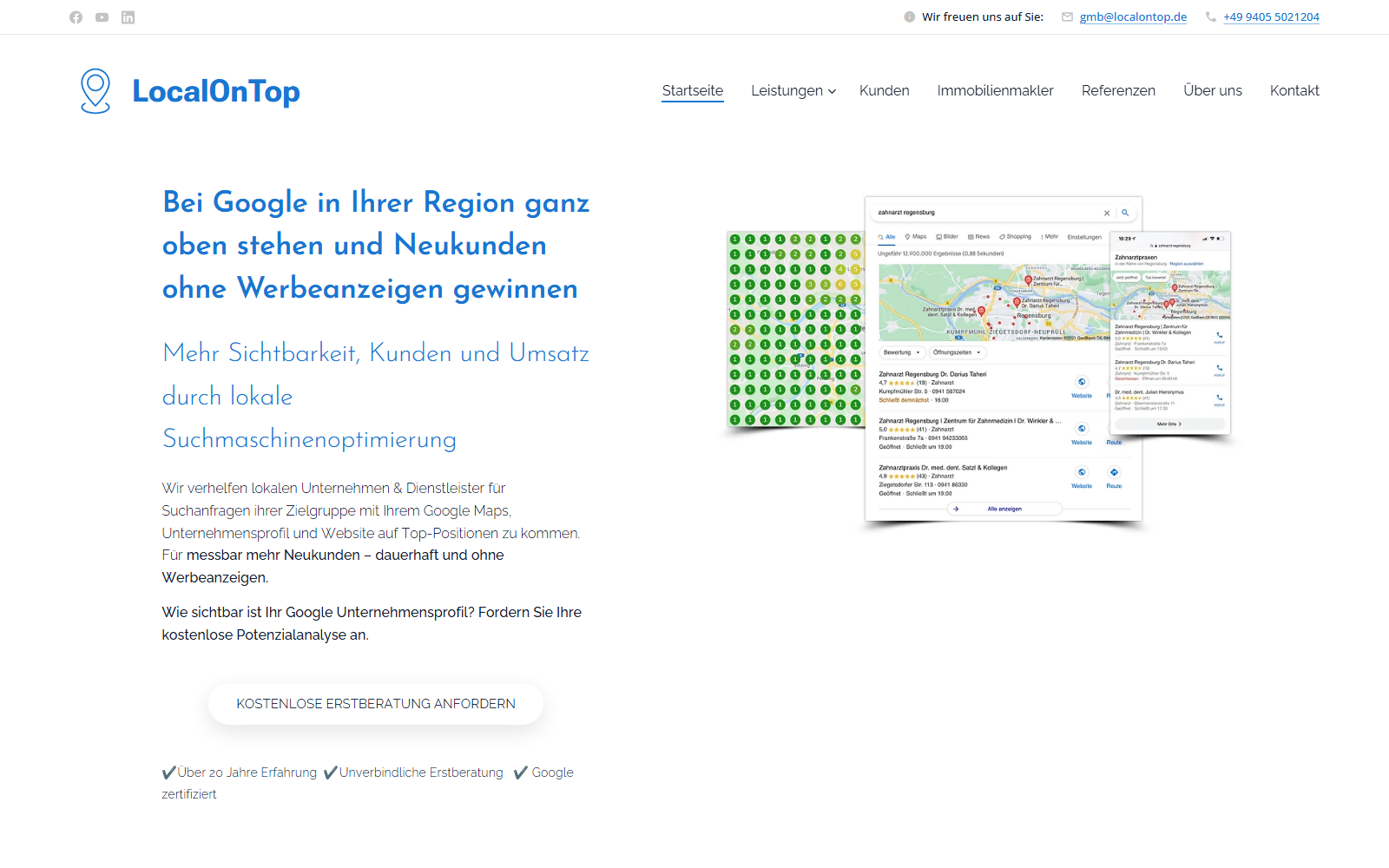 Startseite von LocalOnTop GmbH, SEO-Agentur in Regensburg