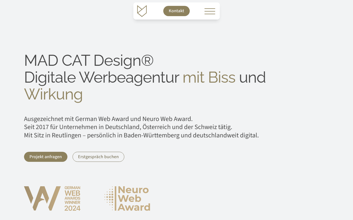 Startseite von Mad Cat Design Werbeagentur, SEO-Agentur in Reutlingen